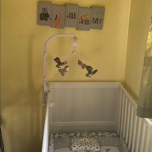Crib and comforter set.